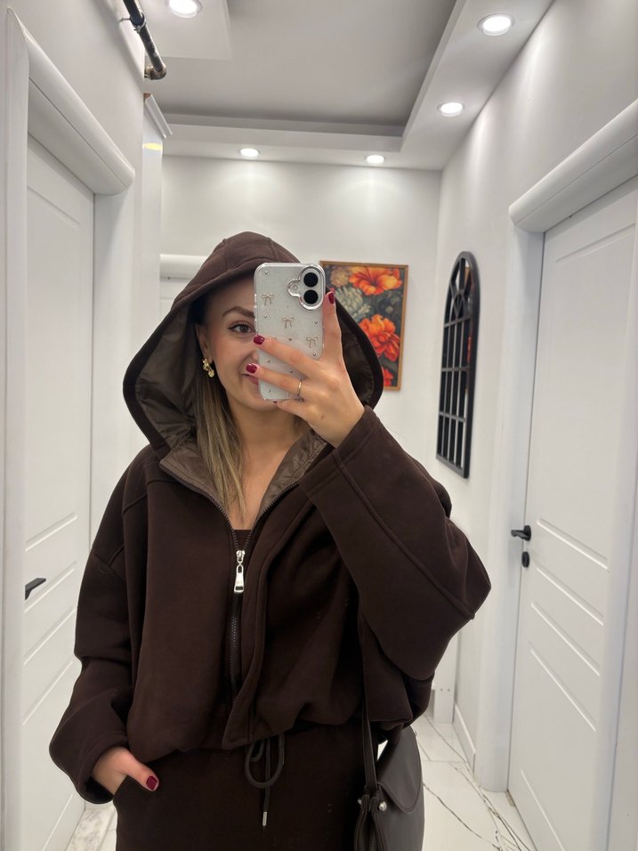 Kadın Kahverengi Salaş Eşofman Takımı - Görsel 3