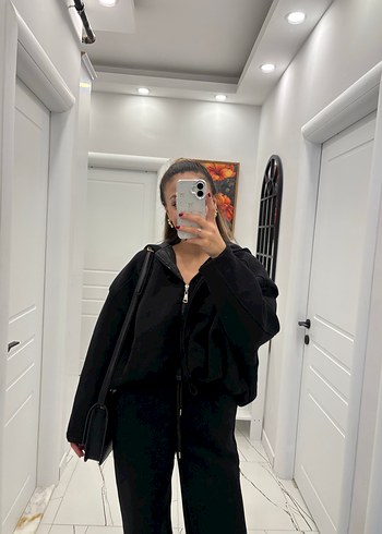 Siyah Fermuarlı Kadın Eşofman Takımı - Görsel 2