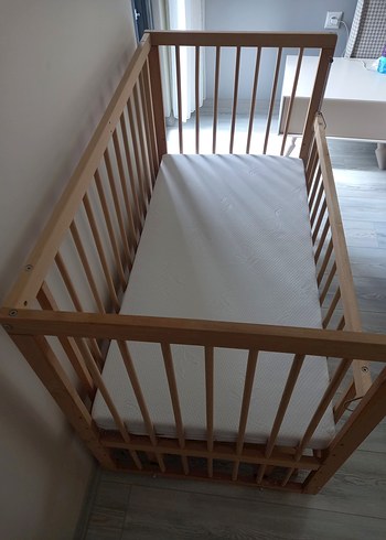 Bej Ahşap Bebek Beşiği - Görsel 5