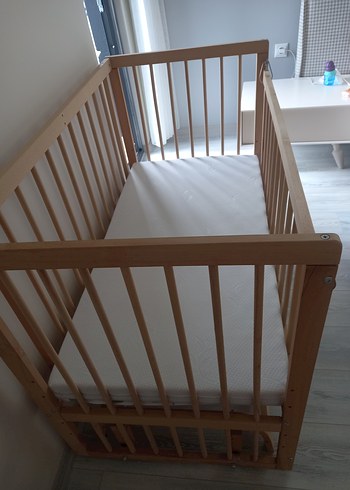 Bej Ahşap Bebek Beşiği - Görsel 3