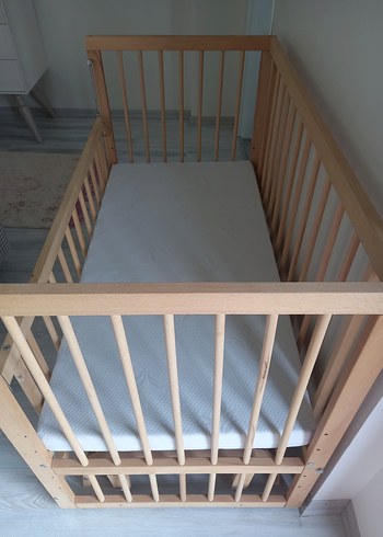 Bej Ahşap Bebek Beşiği - Görsel 2