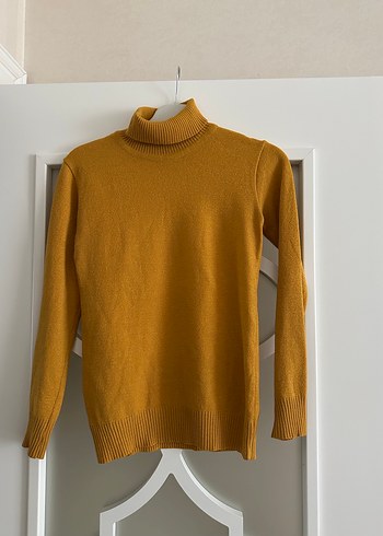 Sarı Kadın Boğazlı Triko Kazak - Görsel 2