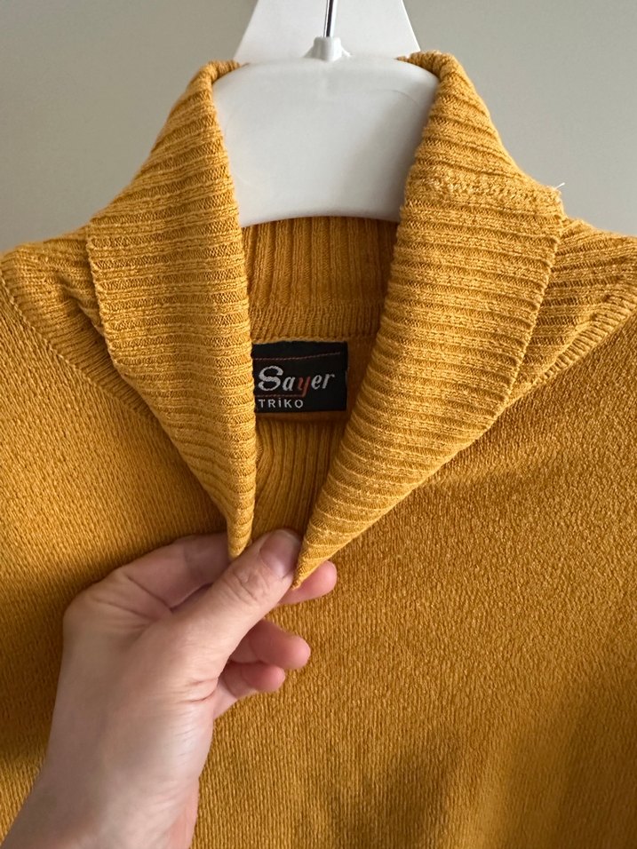 Sarı Kadın Boğazlı Triko Kazak - Görsel 4
