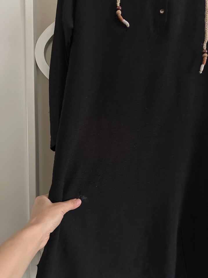 Düğmeli Kapüşonlu  Uzun  Tunik - Görsel 5