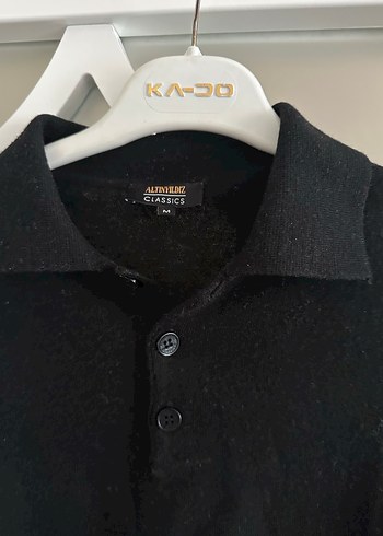 Düğmeli Siyah Erkek  Yün Kazak - Görsel 3