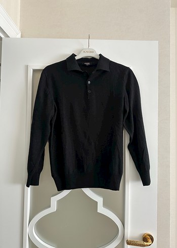 Düğmeli Siyah Erkek  Yün Kazak - Görsel 2