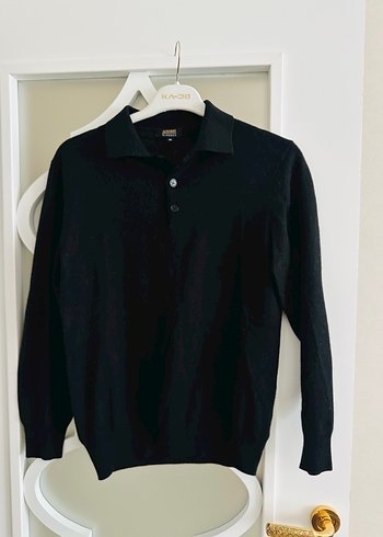 Düğmeli Siyah Erkek  Yün Kazak - Görsel 4