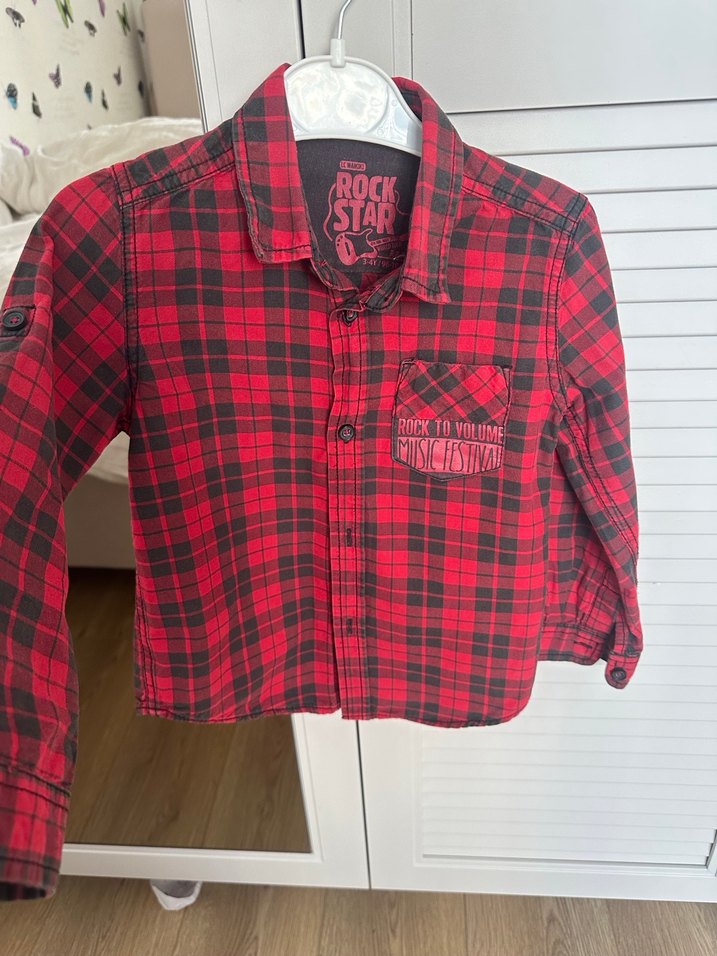 Kırmızı Ekose Çocuk Gömlek - Görsel 2