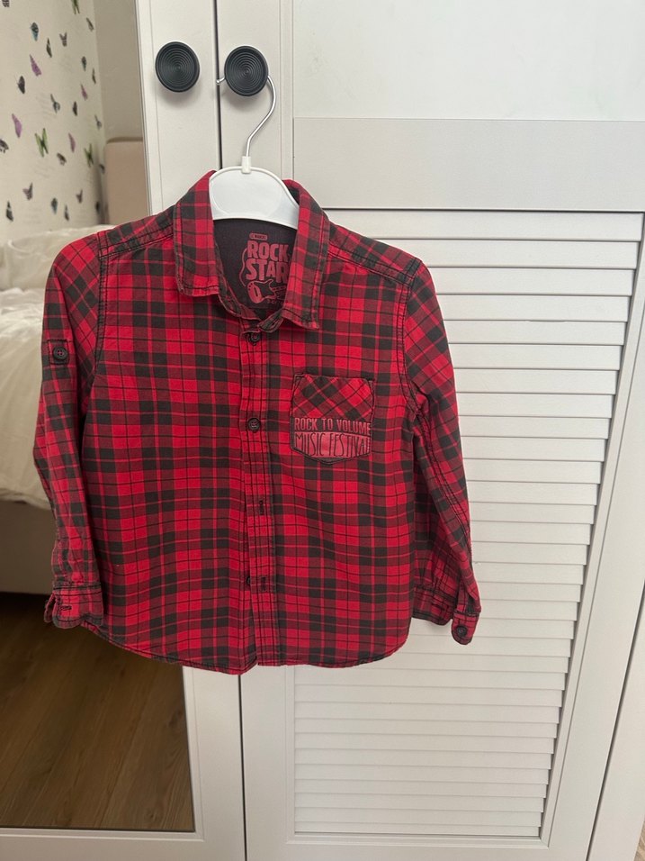 Kırmızı Ekose Çocuk Gömlek - Görsel 3