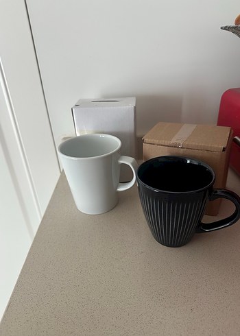 Beyaz ve Gri Seramik Kupa Seti - Görsel 4