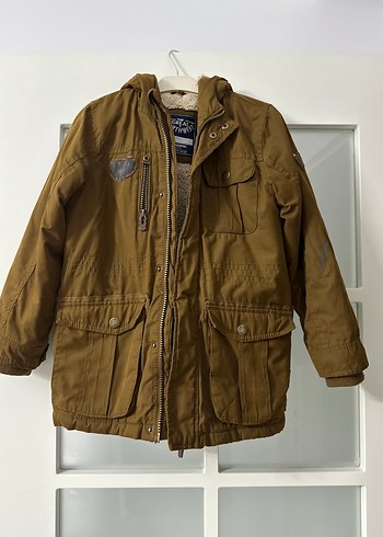 Kürklü Kapüşonlu Erkek Çocuk Kahverengi Kaban - Görsel 6