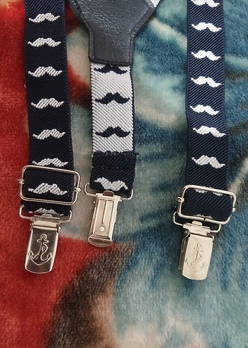 Çocuklar için Kravat Desenli Askı ve Papyon Seti - Görsel 2