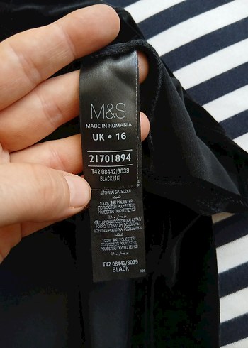 42 Beden siyah Renk M&s Drapeli Siyah Midi Goth Elbise