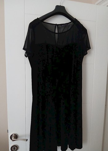 M&s Drapeli Siyah Midi Goth Elbise
