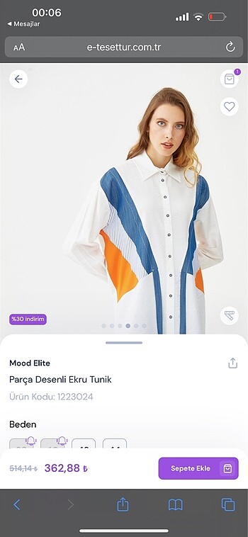 l Beden beyaz Renk Gömlek tunik