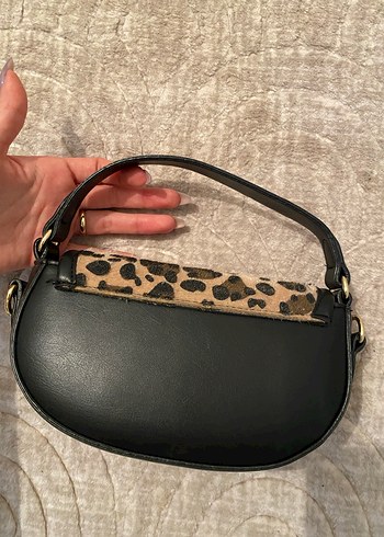 Kahverengi Leopar Desenli Kürklü Deri Çanta - Görsel 3