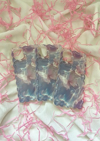 Pembe Pastel Kelebek Desenli Şeffaf Telefon Kılıfı - Görsel 4