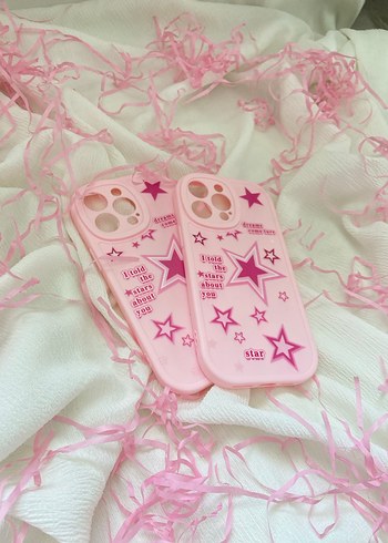 Pembe Yıldızlı Payetli Telefon Kılıfı - Görsel 3
