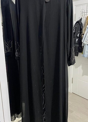 Taşlı Siyah Abiye Abaya Elbise 