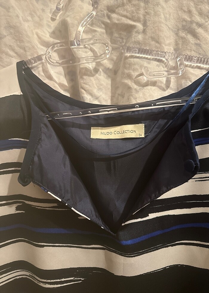 Mudo şifon lacivert elbise - Görsel 3