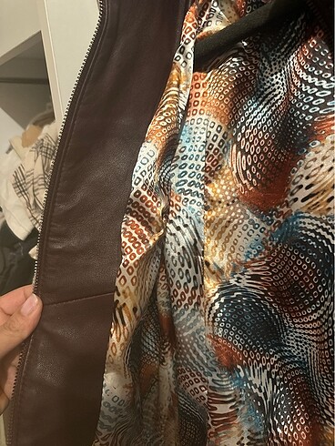 Diğer Gerçek deri kapitone kısa ceket, bordo small beden