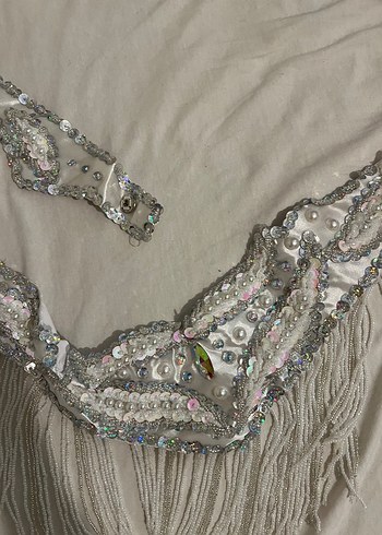 Boncuk İşlemeli Beyaz oryantal kostüm - Görsel 4