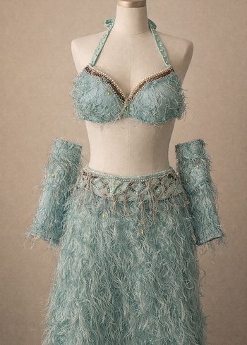 Nakışlı Turkuaz oryantal kostüm - Görsel 7