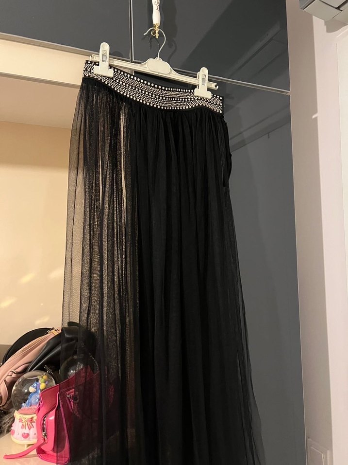 Nakışlı Siyah Uzun oryantal eteği - Görsel 2