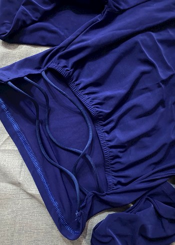 Mavi Balıkçı Yaka Uzun Kollu Dar Kesim Bluz - Görsel 5