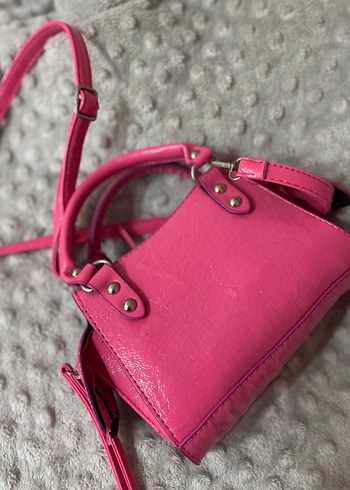 Fermuarlı Pembe Deri Kadın Çanta - Görsel 5