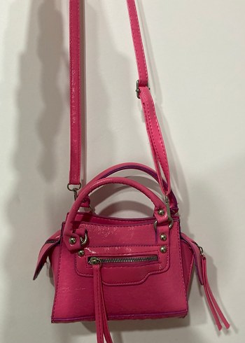 Fermuarlı Pembe Deri Kadın Çanta - Görsel 2
