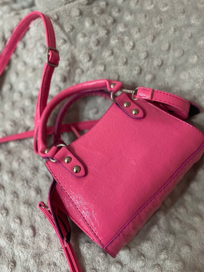 Fermuarlı Pembe Deri Kadın Çanta - Görsel 5