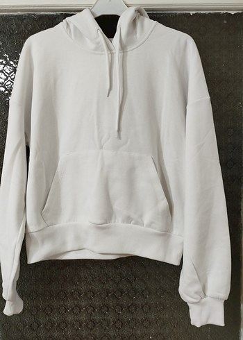 Kadın Beyaz Kapüşonlu Oversize Sweatshirt - Görsel 2