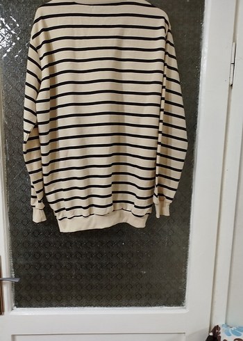 Bej Çizgili Uzun Kollu Kadın Tişört - Görsel 3