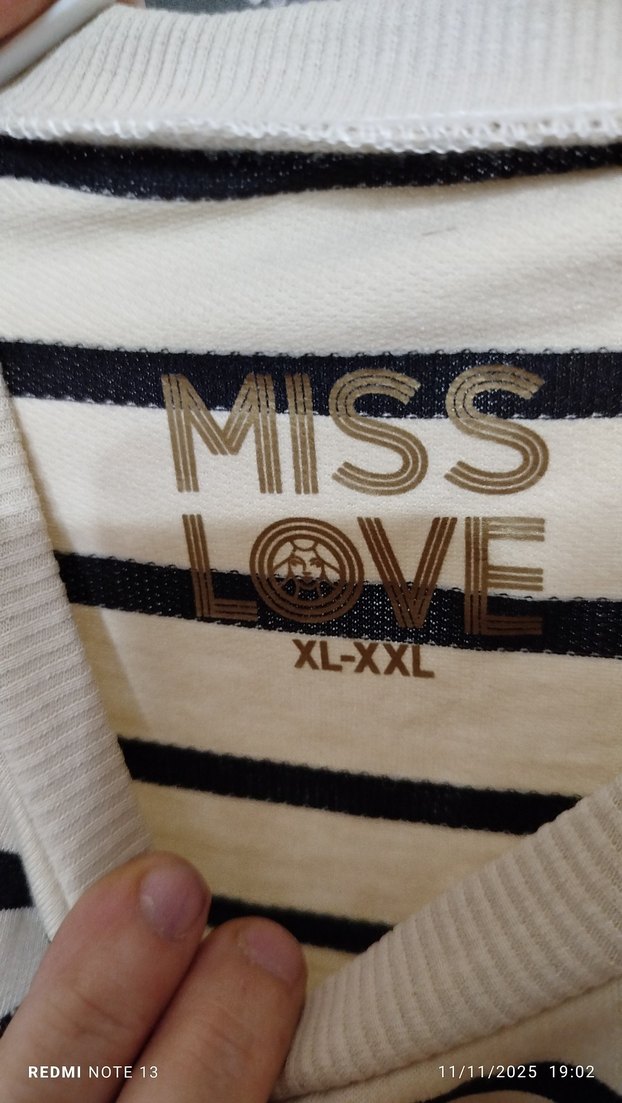 Bej Çizgili Uzun Kollu Kadın Tişört - Görsel 4