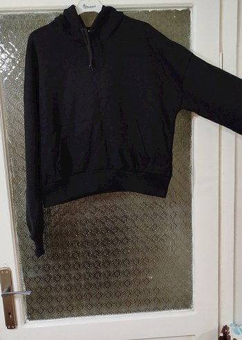 Siyah Kapüşonlu Rahat Kesim Sweatshirt - Görsel 2