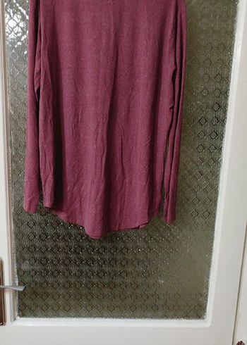 Bordo Parlak Kadın Uzun Kollu Tişört - Görsel 3