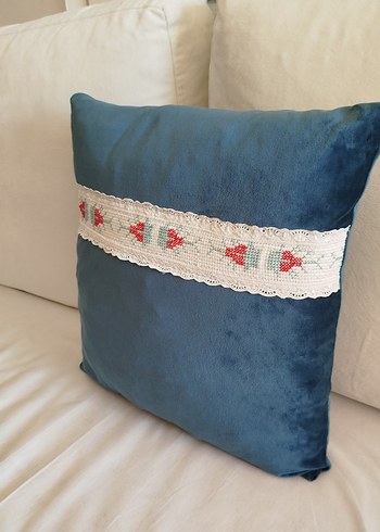 Nakışlı Mavi Gri Kırlent - Görsel 2