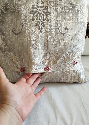 Bej Gri Nakışlı Bohem Dekoratif Yastık - Görsel 3