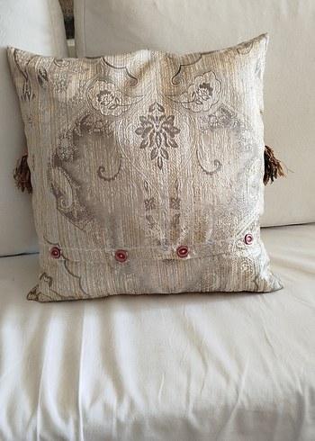 Bej Gri Nakışlı Bohem Dekoratif Yastık - Görsel 2