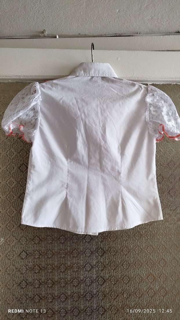 Kız Çocuk Beyaz tül Fırfırlı Gömlek - Görsel 3