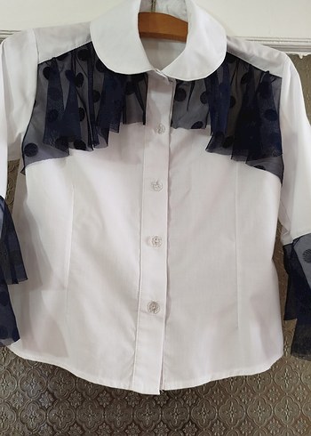 Kız çocuk Beyaz Gömlek, Fırfırlı - Görsel 3