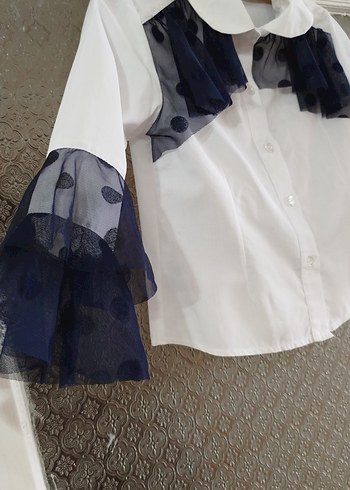 Kız çocuk Beyaz Gömlek, Fırfırlı - Görsel 2