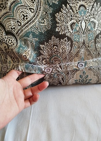 Bohem İşlemeli Gri Dekoratif Yastık - Görsel 3