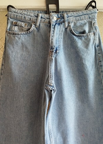 Mavi Bol Kesim Midi Denim Kadın Pantolon - Görsel 2