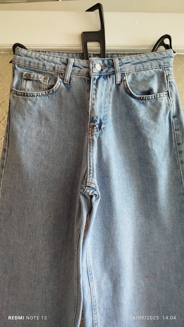 Mavi Bol Kesim Midi Denim Kadın Pantolon - Görsel 2