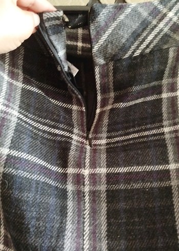 Kadın Gri Ekoseli Pilili Etek - Görsel 5