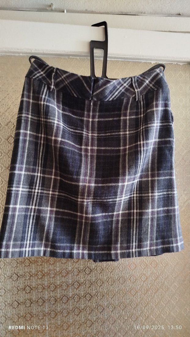 Kadın Gri Ekoseli Pilili Etek - Görsel 4