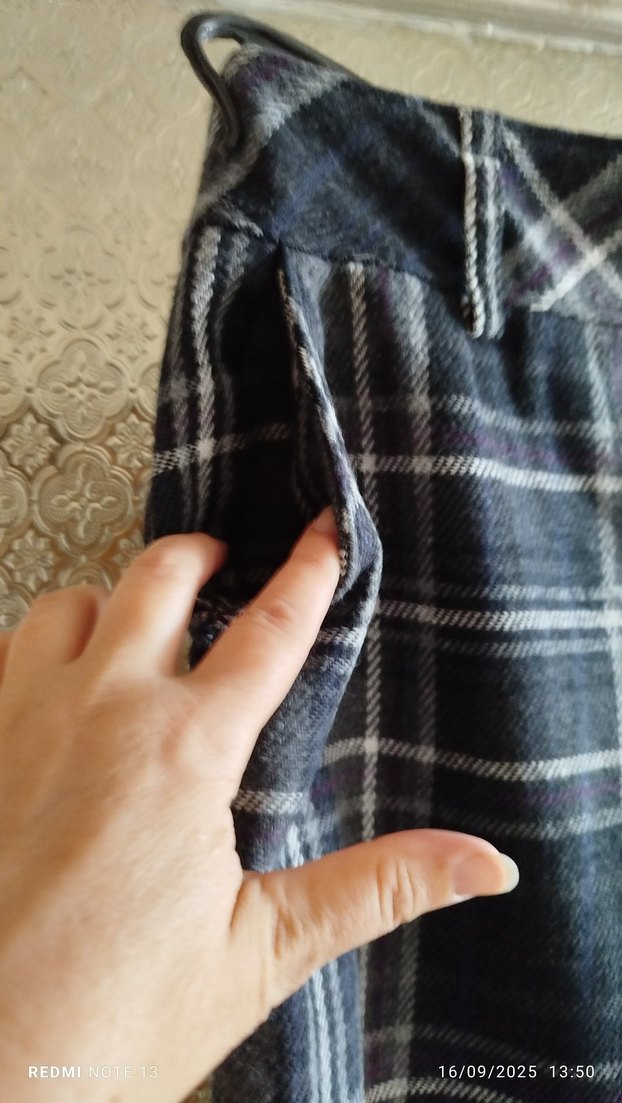 Kadın Gri Ekoseli Pilili Etek - Görsel 2