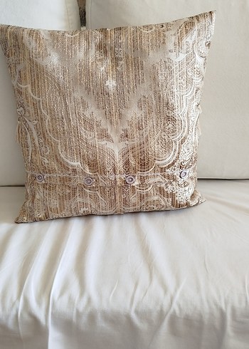 Bej Nakışlı Bohem Püsküllü Kırlent Kılıfı - Görsel 2